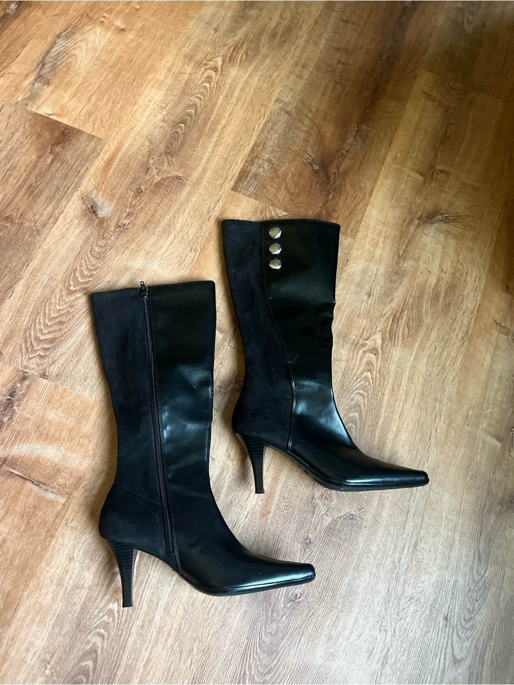 Predictions Black Pointed Toe Mid-Calf Stiletto Boots